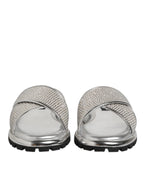 Silver Strass Slides Flats Slippers Shoes