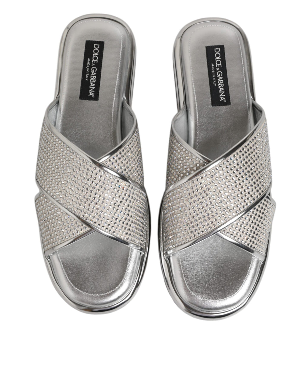 Silver Strass Slides Flats Slippers Shoes