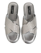 Silver Strass Slides Flats Slippers Shoes