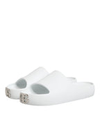 White Logo Slides Sandals Men Beachwear Shoes