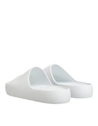 White Logo Slides Sandals Men Beachwear Shoes