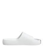 White Logo Slides Sandals Men Beachwear Shoes