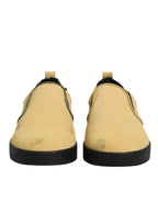 Yellow Cotton Low Top Slip On Sneakers Shoes