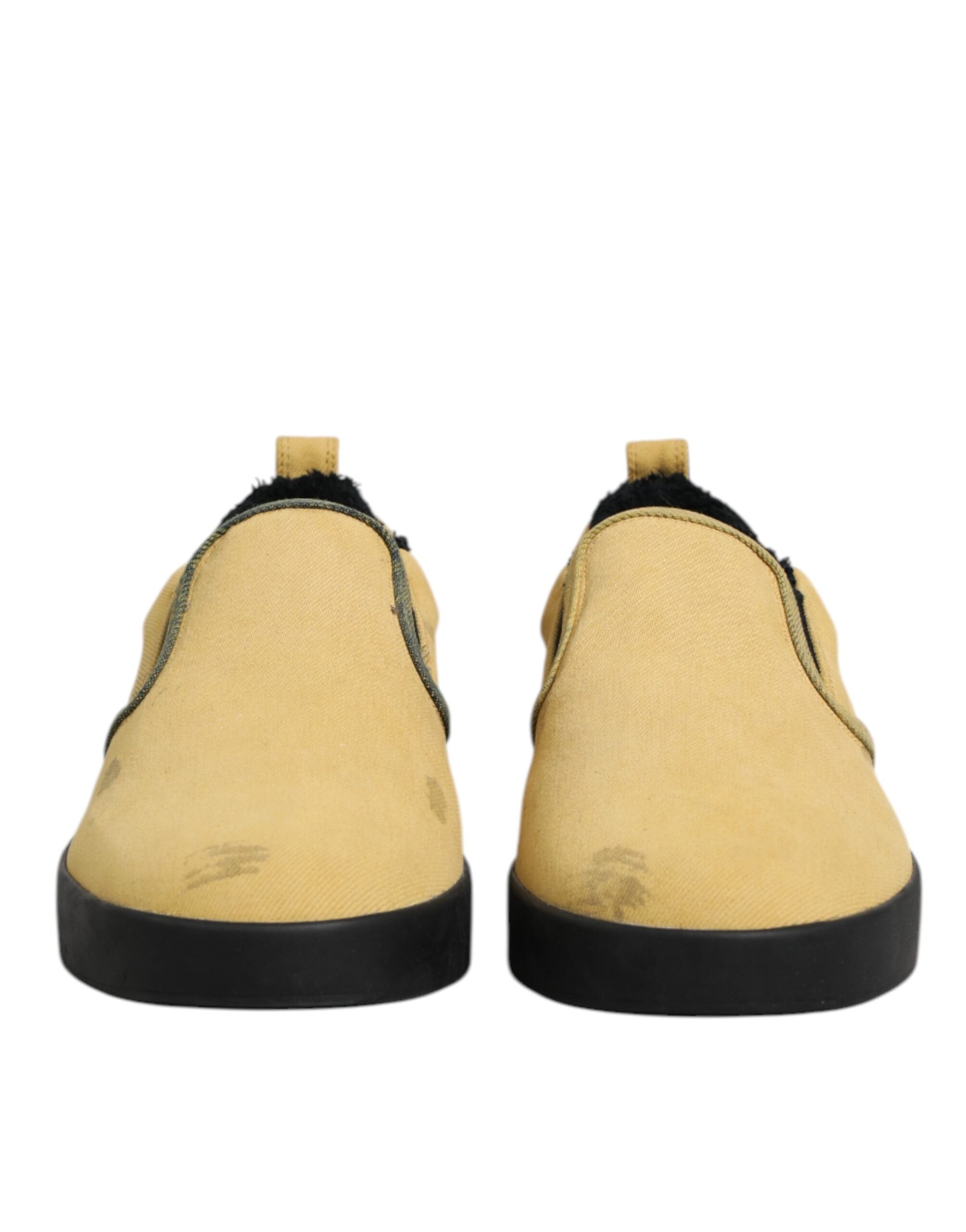 Yellow Cotton Low Top Slip On Sneakers Shoes