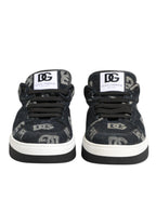 Blue Cotton Denim Logo Low Top Sneakers Shoes
