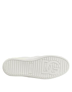 White Leather Low Top Slip On Sneakers Shoes