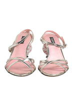 Pink Embellished Leather Ball-Heel Sandals  Shoes