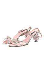 Pink Embellished Leather Ball-Heel Sandals  Shoes