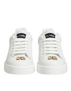 White DG Leather Low Top Sneakers Shoes