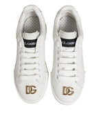 White DG Leather Low Top Sneakers Shoes