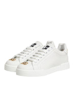 White DG Leather Low Top Sneakers Shoes