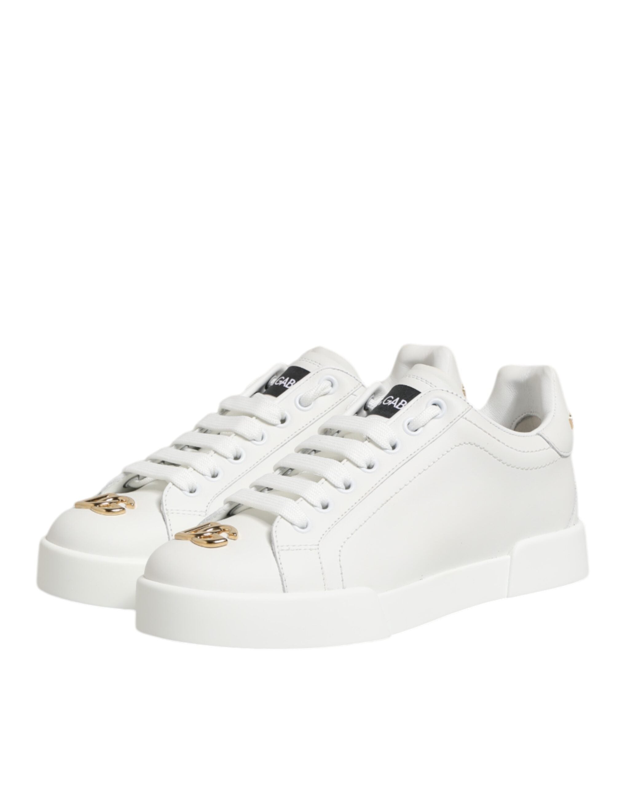 White DG Leather Low Top Sneakers Shoes