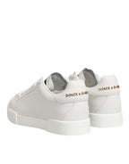 White DG Leather Low Top Sneakers Shoes