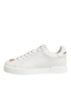 White DG Leather Low Top Sneakers Shoes