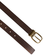Brown Classic Gold Metal Logo Buckle Men Belt
