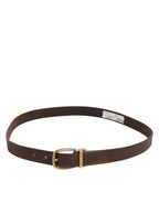 Brown Classic Gold Metal Logo Buckle Men Belt