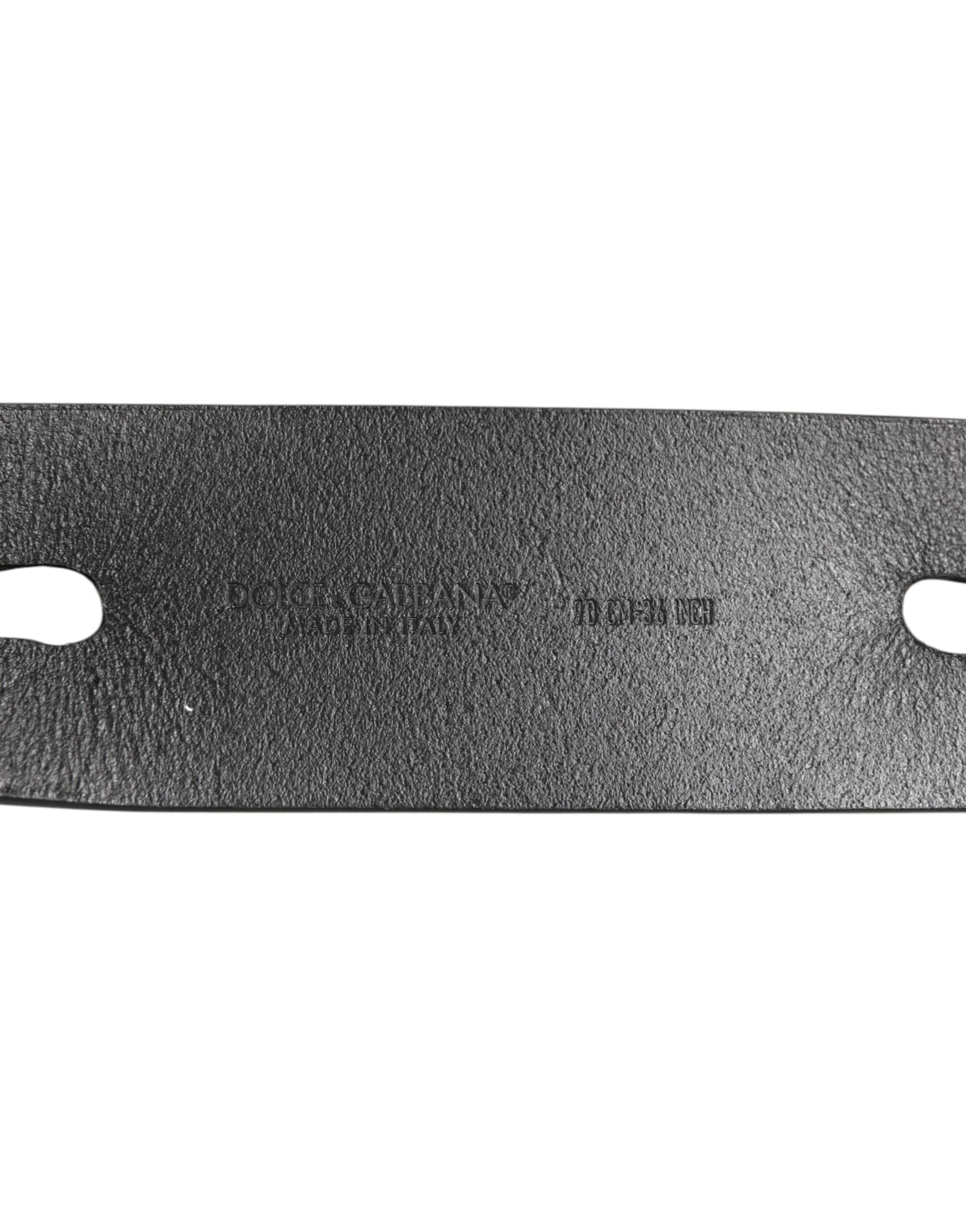 Black Double Strap Leather Silver Buckle Belt