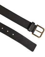 Black Leather Metal Buckle Classic Men Belt