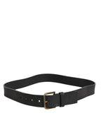 Black Leather Metal Buckle Classic Men Belt