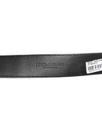 Black Leather Classic Metal Logo Buckle Belt