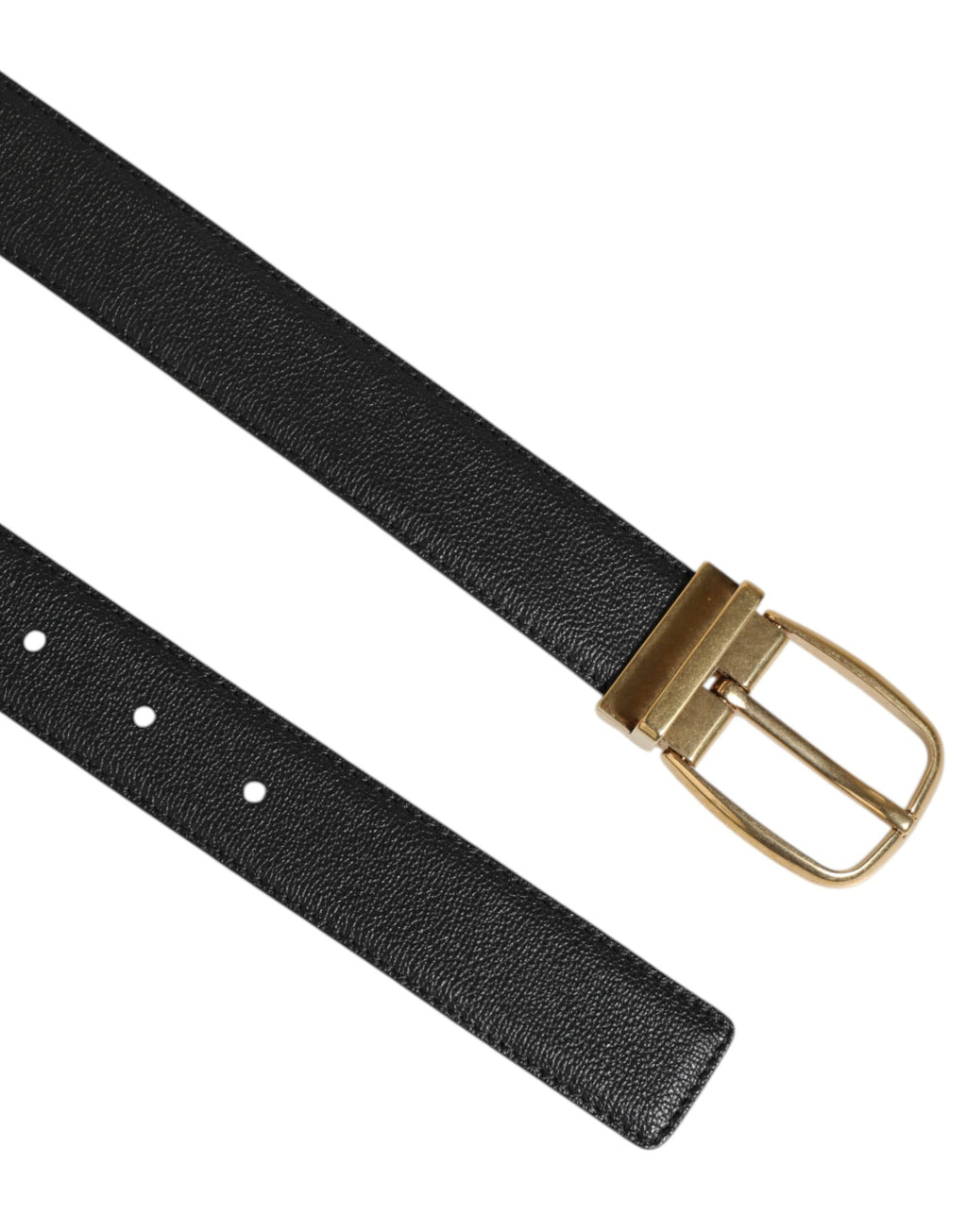 Black Leather Classic Metal Logo Buckle Belt