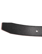 Pink Leather Perforated Detailing Buckle Belt