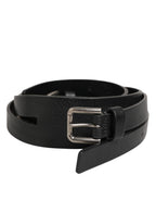 Black Double Strap Leather Gold Buckle Belt