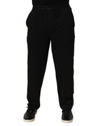 Black Cotton Blend Logo Waistband Trouser Pants