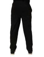 Black Cotton Blend Logo Waistband Trouser Pants