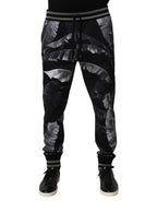 Black Banana Leaf Cotton Jogger Trouser Pants