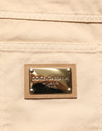 Beige Cotton Skinny Regular Men Denim Jeans
