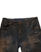 Black Cotton Skinny Tattered Men Denim Jeans