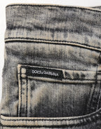 Gray Cotton Stretch Slim Fit Men Denim Jeans