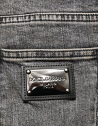 Gray Cotton Stretch Slim Fit Men Denim Jeans