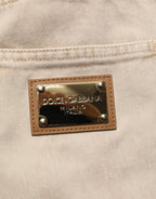 Beige Cotton Straight Denim Trouser Jeans