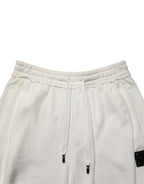 White Cotton Logo Plaque Men Bermuda Shorts