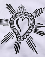 White Sacred Heart Hooded Sweatshirt Sweater