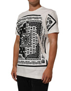 White Cotton Logo Bandana Print Men T-shirt