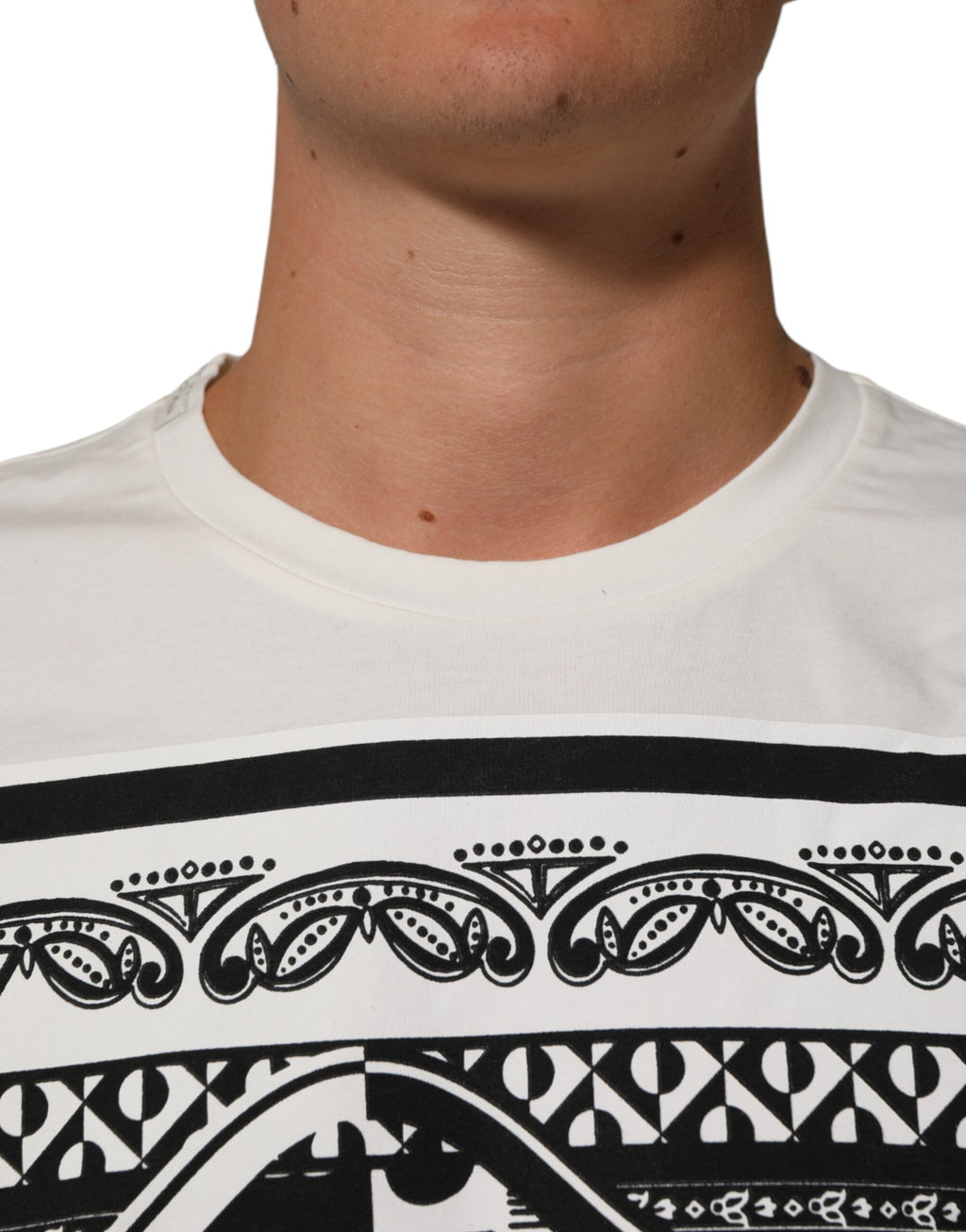 White Cotton Logo Bandana Print Men T-shirt