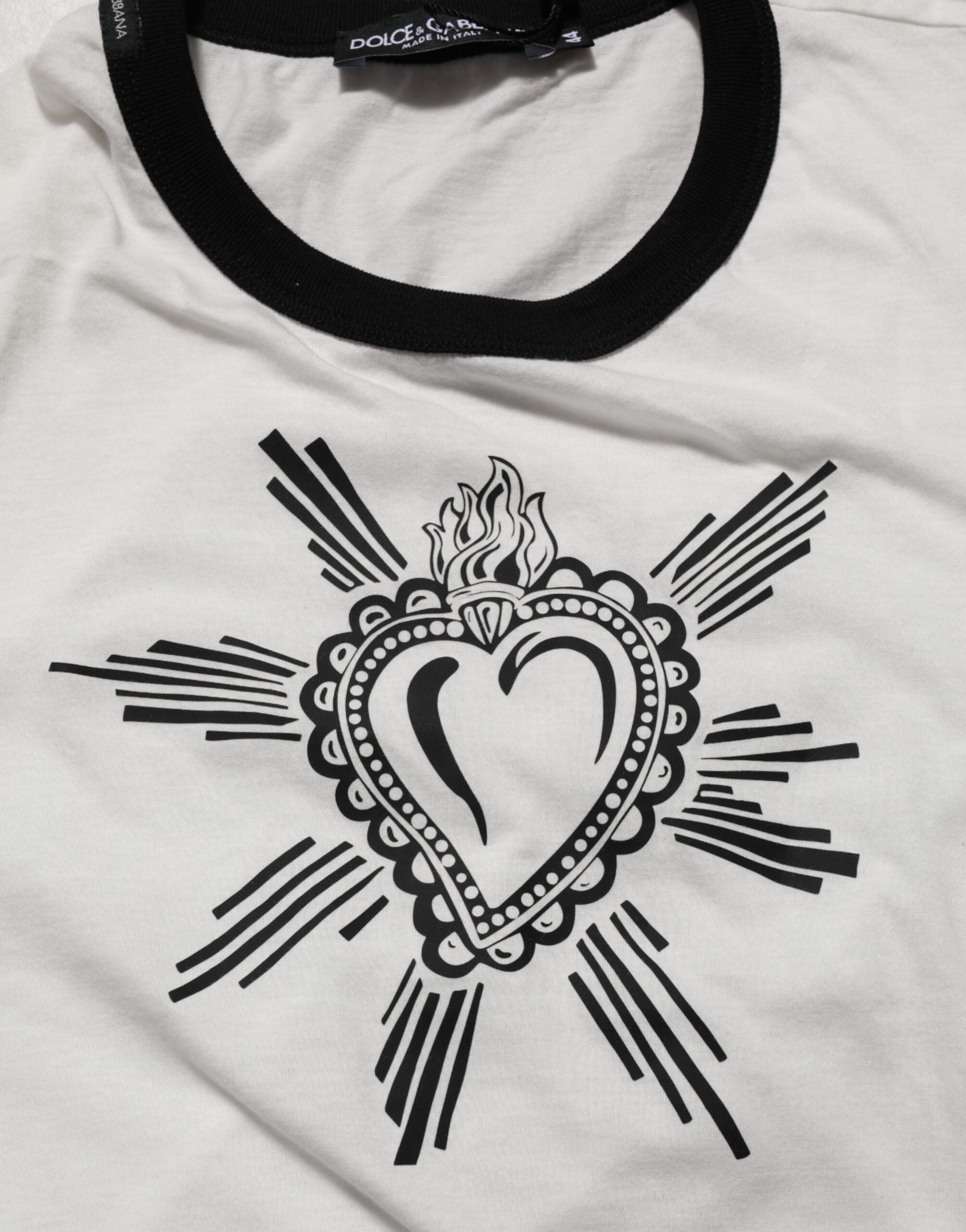 White Sacred Heart Cotton Crew Neck T-shirt