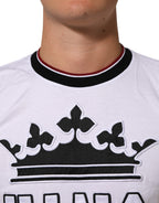 White Cotton Crown King Embroidery T-shirt