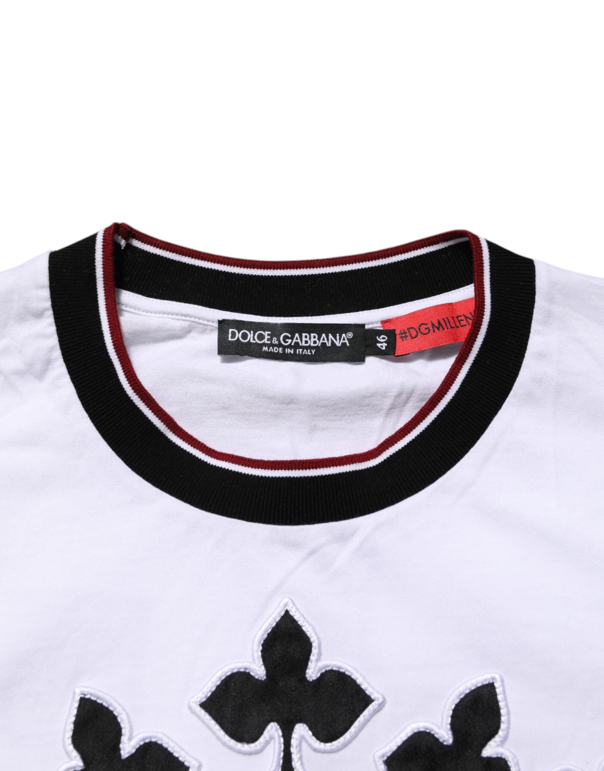 White Cotton Crown King Embroidery T-shirt