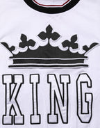 White Cotton Crown King Embroidery T-shirt