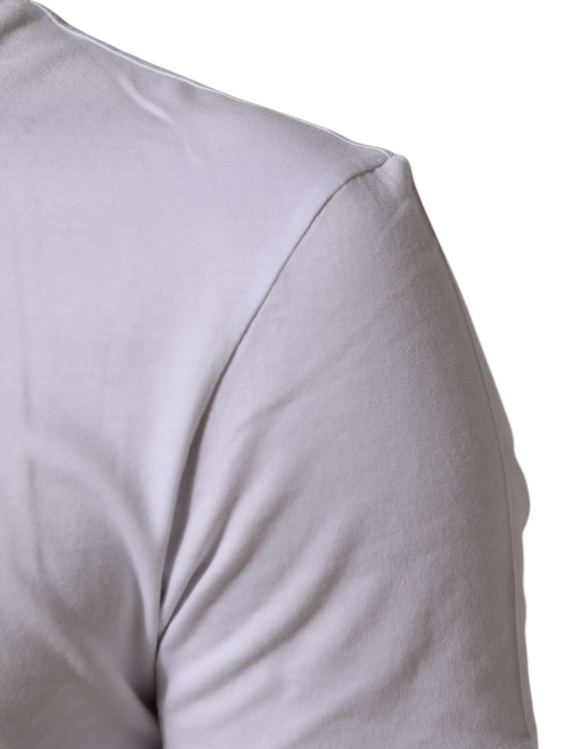 White Cotton Logo Print Crew Neck Men T-shirt