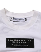 White Cotton Logo Print Crew Neck Men T-shirt