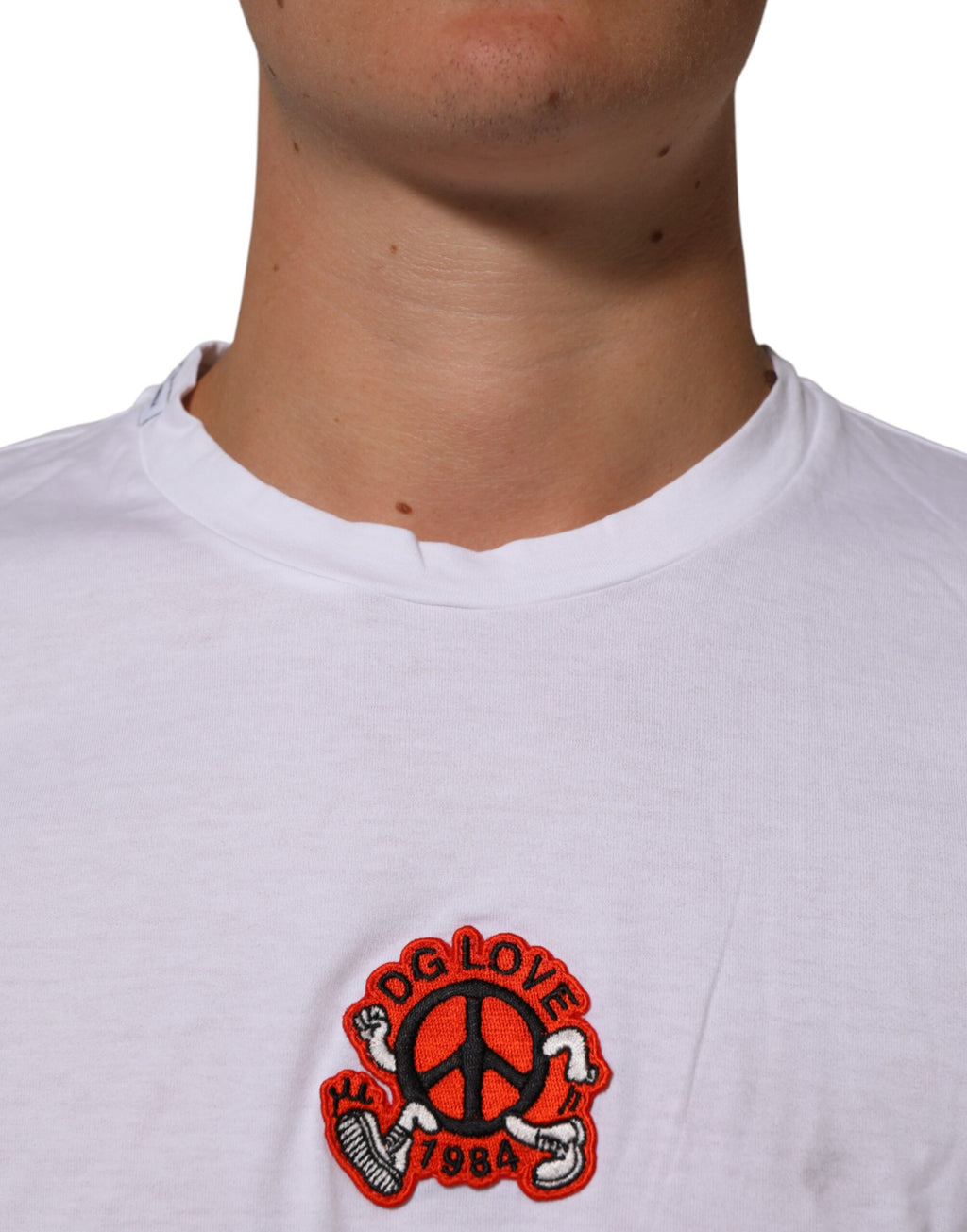 White Cotton DG Love Patch Crew Neck T-shirt