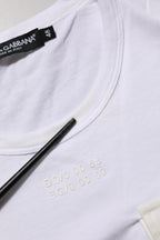 White Cotton Pocket Crew Neck Men Tee T-shirt