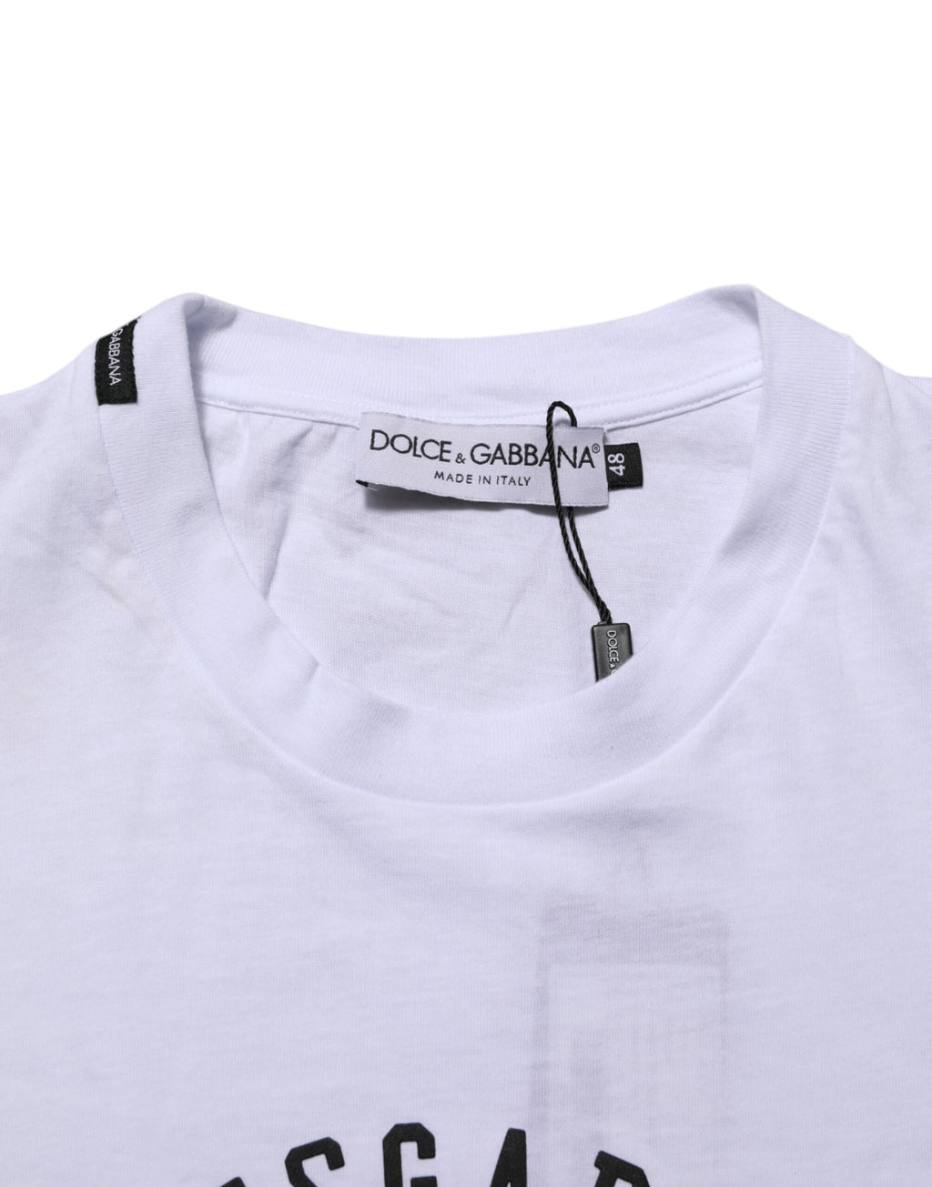 White Cotton Logo Print Crew Neck T-shirt