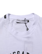 White Cotton Logo Print Crew Neck T-shirt