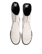 White Lambskin Leather Mid Calf Boots Shoes